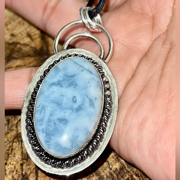 Blue-Toned Owyhee Opal Pendant 2 1/2” - Picture 1 of 7